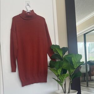 Women's Rust Turtleneck Sweater Dress